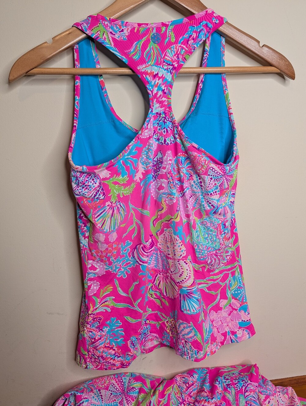 Lilly Pulitzer Luxletic XS Set Pink Coral Print Racerback Tank + Skort EUC - Picture 5 of 6